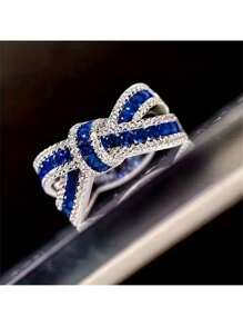 Elegant Promise Ring, Unique Bow Design With Shining Cubic Zirconia, Engagement/Wedding Ring, Suitable For Formal Wear As Gift For Her