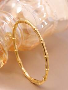 3pcs/1pc Set Fashion 18K Gold Plated Stainless Steel Clover Stud Bracelet, Suitable For Women's Party, Daily Wear, European And American Style, Personalized, Elegant, Luxurious Cubic Zirconia Bracelet, Wedding Jewelry Set, Gift For Girls, Women, Relatives, Friends, Exquisite Wedding, Birthday, Valentine's Day Gift - Yellow Gold - View 9