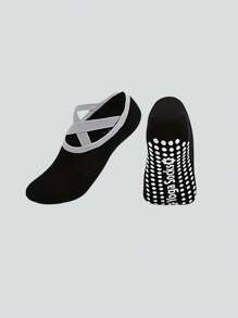 1 paire/2 paires/4 paires/6 paires de chaussettes de yoga multicolores, chaussettes de sport avec sangles croisées anti-dérapantes pour le pilates, le ballet, la danse, le fitness intérieur sur le sol, avec semelles en silicone anti-dérapantes