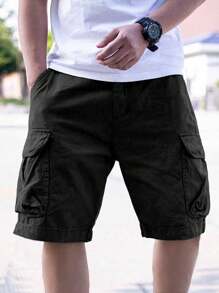 1 pieza Pantalón corto cargo casual y de calle para adolescentes, de verano, con múltiples bolsillos