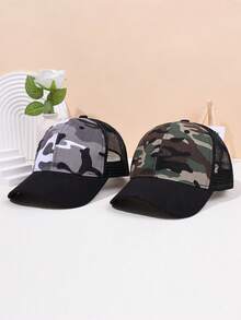 1pc Camouflage Mesh Breathable Quick Dry Baseball Cap, Suitable For Boys, Outdoor Activities In Spring And Summer, Summer Sun Protection - Multicolor - View 3
