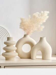 波西米亚风简约甜甜圈花瓶，圆葫芦造型，几何设计，花瓶装饰，适用于高端客厅玄关、电视柜、家居装饰、干花花瓶、桌面摆件