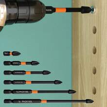 12 件磁性防滑钻头套装：S2 钢，及冲击钻头，适用于电动和手动驱动器，防滑握把磁性钻头套装 - 黑色 - 查看 2