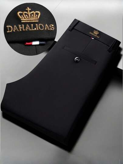 1 Pc Men's Classic Business Trousers, Solid Color 4-Season Slightly Elastic Suit Pants, Straight Fit Casual Dress Pants