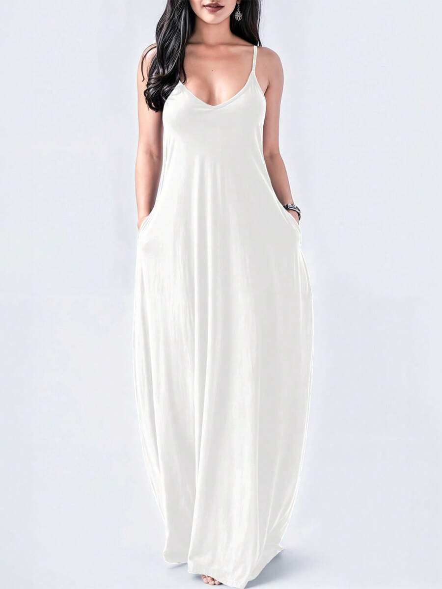 Maxi Slip Dress Elegant Casual Lady Women Xally 30 Bags - 白色 - 查看 1