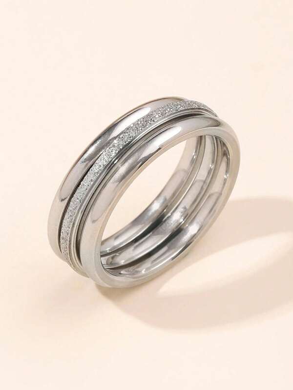 1/3 Pcs Matte Gold Fashion Stainless Steel Ring Set