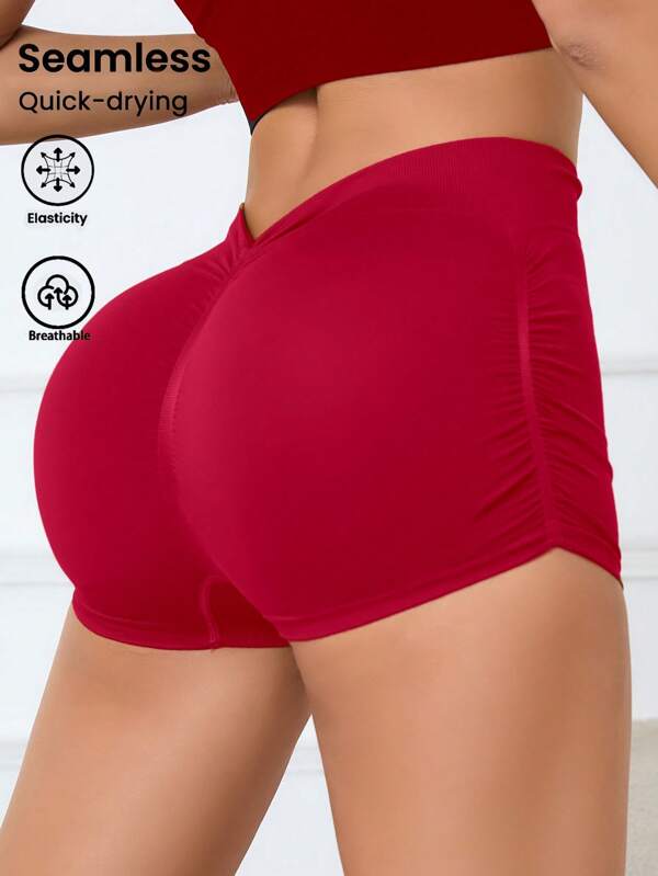 Pantalones cortos de yoga de unicolor para mujer, pantalones de yoga que levantan el trasero