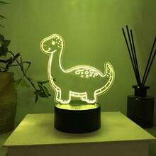 1pc Customizable 3D Multi-Color Dinosaur Night Light, Creative Gift As Birthday, Anniversary, Room Decor, Touch Sensitive Color Changing Lamp - Multicolor - View 3