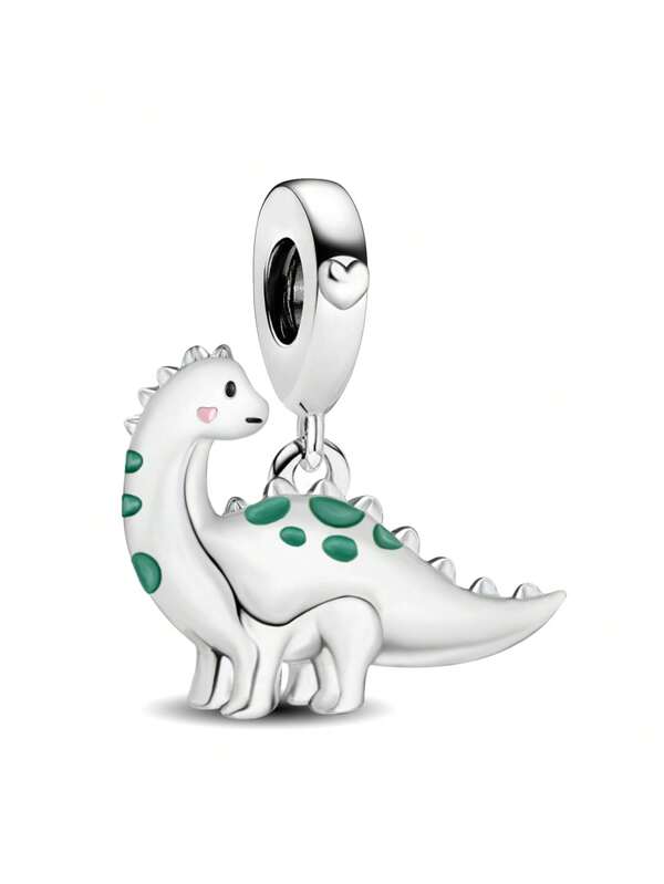 1 PC Fashionable 925 Sterling Silver Sparkling Little Dinosaur Pendant Beads Charm Suitable For Bracelets DIY Women's Jewelry