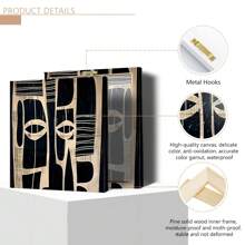 1 Stück großes Leinwandbild, modernes afrikanisches Maskendesign, modernes Wandkunstplakat, Schwarz & Weiß mit goldfarbenen Akzenten, mit oder ohne Rahmen, Heimdekoration für Wohnzimmer oder Schlafzimmer, Modedesign, Wanddekor für