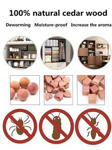 10pcs Cedar Wood Blocks, Heart, Round, Square Shapes, Moth Repellent, Suitable For Home, Bathroom, Wardrobe