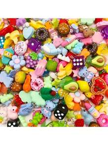 10/20/30/50/100/Stück bunte Harz Charms - verspieltes Tier, Obst & Lebensmittel Serie - bunter DIY Schmuckherstellungs-Set für Halsketten, Armbänder, Ohrringe - langanhaltend, leicht & farbbeständig - ideal für Bastelbegeisterte, Schmuckherstellung Zubehör