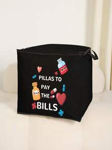 1 Piece, Letter Pattern Printed Large Capacity Storage Bag, Wardrobe Organizing Storage Bag, Foldable Clothing Storage Box, With Sturdy Zipper Clothing Storage Container, Suitable For Clothing, Blankets, Quilts, Etc Home Bedroom Clothes Storage Organizer Closet Organization And Storage - Multicolor - View 12