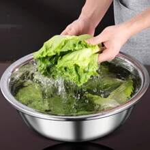 1-2pcs Extra Large Stainless Steel Bowl, Thicker Mixing Bowl, Face Wash Basin 14inch/36cm And Vegetable Washing Basin, Household Laundry Tub,School Supplies