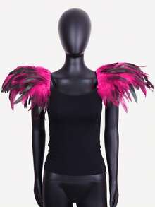 أكتاف زخرفية بريشات صناعية سوداء متوسطة الحجم بطراز جوثي للنساء والرجال، مناسبة لحفلات عيد الميلاد الحمراء والكرنفالات، مصنوعة من ألياف البوليستر، مثالية لتنكرات وأدوات الزي في مناسبات الهالوين - A - مشاهدة 8