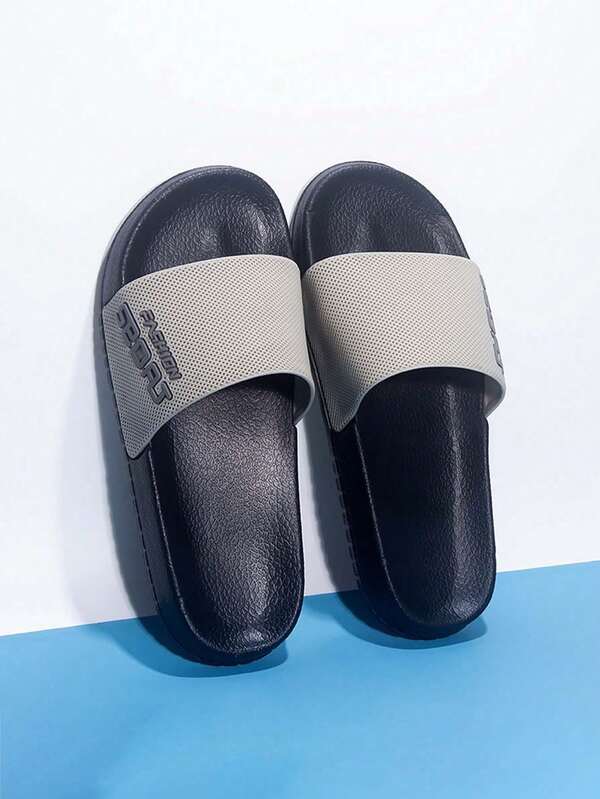 شبشب رجالي مريح ذو طبعة أحرف، مع نعل سميك مانع للانزلاق لاستخدام الداخلي والخارجي، صنادل صيفية للشاطئ