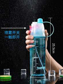600ml Sports Water Spray Bottle - Leakproof Portable PC Water Bottle With Handle For Hiking, Gym, Travel - 2 In 1 Mist & Drink (Black/Green/Pink/Blue)