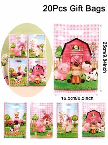 10/20/50 Stücke Bauernhof-Tiere Geschenktüte, Kunststoff-Handtasche, geeignet für Geburtstags-party, Familienferien-party Dekoration, Hochzeitsfeier Zubehör, Muttertags-Geschenkverpackungstüten