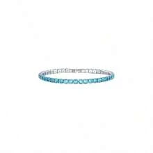 Bridal Tennis Bracelets For Women Femme Purple Cubic Zirconia Luxury Bracelet Jewelry Girls Accessories 19cm Sea Blue - como en la foto - Ver 5