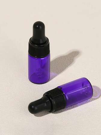 Refillable 5ml Mini Dropper Bottles (2pcs) - Purple Essential Oil Containers With Black Cap For Makeup Samples, Serums, Travel & DIY Skincare - Leakproof Portable Travel Size