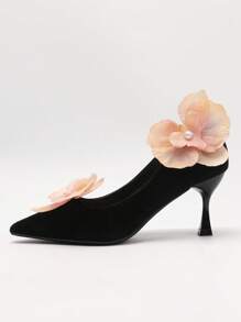 2pcs Sweet Ombre Artificial Phalaenopsis Orchid Flower With Faux Pearl Detachable Shoe Decorations