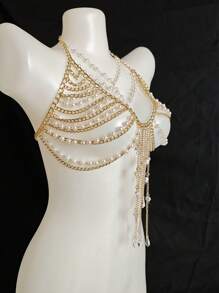 Sexy Lingerie Body Chain For Women, Men & Crossdressers – Acrylic, Crystal, Sequins Chest Harness, Hollow-Out Pendant Vest, Hot Girl Bra Accessories For Nightclubs, Parties, Hotels, Carnivals, Couples