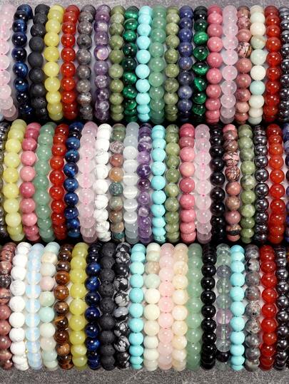 1pc 8mm Natural Stone Crystal & Agate Bead Bracelet, Energy Balancing Yoga Meditation Friendship Jewelry, Suitable For Women's Daily Wear