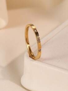 1pc Stainless Steel Diamond-Inlaid Ladies Ring Ins Cold Style Design High-End Sense Of Ladies Fashion Ring - Suitable For Daily Wear - Ring - View 4