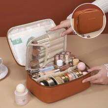 1pc.Travel Toiletry Bag - Space-Saving And Easy To Access, PU Material, Large Capacity Cosmetic Storage Box, Suitable For Travel, Multi-Functional Storage Bag, Perfect For Outdoor Use