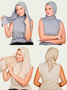 1pc Premium Instant Triangle Hijab, Crystal Linen Fabric One-Piece Headscarf, Quick Wrap Design, No Undercap Needed, Suitable For Daily Wear, Prayers And Outings For Dress - Premium Triangle Hijab - View 13