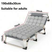 Cama plegable de camping para adultos, cama plegable para huéspedes de uso pesado con colchoneta - 75 x 28 x 12 pulgadas - Ver 1