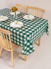 1pc Colorful Plaid Tablecloth, Red Blue Yellow Simple Grid Pattern, Polyester Tablecloth, Suitable For Indoor Dining Table Decor, Birthday Party Gathering Decorations, Party Table Decor