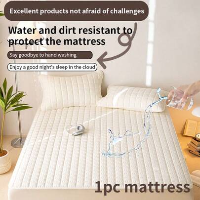 1件装防水失禁床垫保护套 - 绗缝弹力床笠，格子图案，低过敏性，可机洗，适用于单人床/双人床/大号床 - 适合成人和老年人（不含枕套）