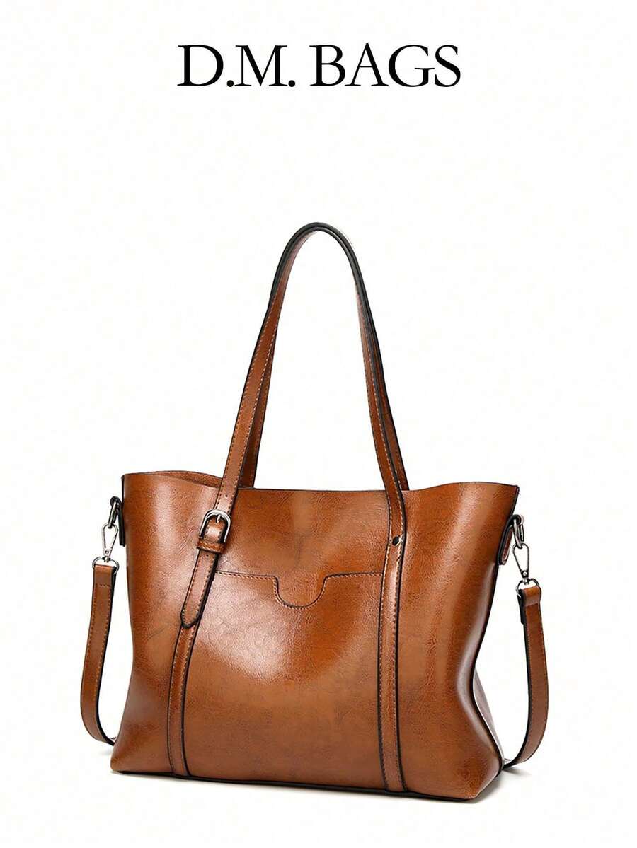 Túi Tote Da Mềm Màu Trơn Đa Năng Phong Cách Retro Cho Mẹ, Túi Xách Đeo Vai Đa Năng Có Sức Chứa Lớn Hoàn Hảo, Túi Đeo Chéo Túi Xách Công Sở, Thích Hợp Cho Các Chuyến Đi Chơi, Chuyến Công Tác, Mua Sắm, Đi Làm/Đi Làm, Văn Phòng, Ngày Lễ, Du Lịch, Sử Dụng Hàng Ngày - Màu xanh lam - Xem 1