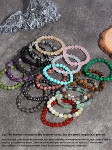 1 件 8 毫米天然石水晶和玛瑙珠手链，能量平衡瑜伽冥想友谊珠宝，适合女性日常佩戴