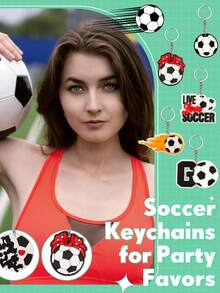 Set de 12 llaveros con forma de balón de fútbol, regalo de cumpleaños divertido para fans del fútbol - Multicolor - Ver 7