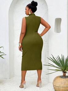BIUBIU Fashionable Cutout Waist Elegant Bodycon Dress - 水綠色 - 查看 2