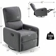 Comfy Swivel Glider Recliner Chair For Adults – Ideal Nursing, Living Room & Bedroom Armchair - 灰色 - 查看 2