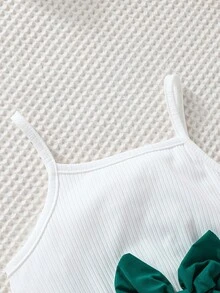 两件套女童优雅新款印花短外套搭配吊带网纱裙，夏季派对及假日装扮 - 墨綠色 - 查看 6