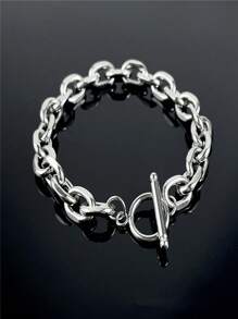 1 pieza Pulsera con cierre en forma de O de acero inoxidable de moda, adecuada para el uso diario de los hombres