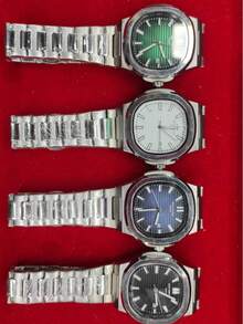 Patek PK Men's Watch Silver Stainless Steel Analog Men's Fashion Social Luxury Stylish Date And Time - màu xanh lá - Xem 3