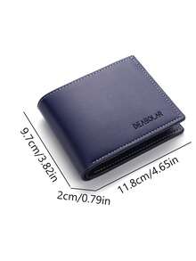 1pc Men's Short Wallet, Fashion Short Soft Wallet, Bifold Coin Purse, Large Capacity Multi-Card Slots, Can Store Large Bills, ID & Photo Slots, Letter Decor, Minimalist Men's Leather Wallet, Credit/Debit Card & ID Slots, Business Casual Style, Ideal Gift For Men, Suitable For Young Men & Students