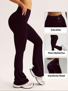 Flare Flannel Ballerina Thermal Anti-Cold Pants Lined In Suplex To Face Cold Days With Style And Comfort - Burgundy - View 2