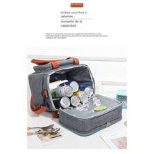 Bolsa Termica de almuerzo de doble capa,de gran capacidad,Ideal para picnic al aire libre,camping,con bolsa aislante cruzada para comida. - Gris - Ver 2