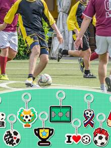 Set de 12 llaveros con forma de balón de fútbol, regalo de cumpleaños divertido para fans del fútbol - Multicolor - Ver 6