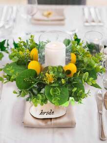 1PC/2PCS Artificial Lemon Wreath Plant Green Plant Leaves Realistic Lemon Used For Kitchen Dining Table Balcony Indoor And Outdoor Party Decoration