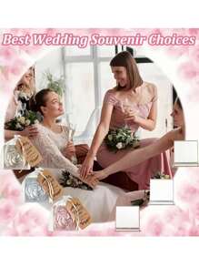 Set di 12 pezzi di specchi da trucco a forma di rosa elegante, include 4 specchi pieghevoli a doppia faccia, specchi da trucco portatili, 4 biglietti di ringraziamento e 4 sacchetti in organza, set regalo per damigelle d'onore per matrimoni, compleanni, vacanze, feste natalizie, regali estivi, forniture scolastiche, decorazione della stanza