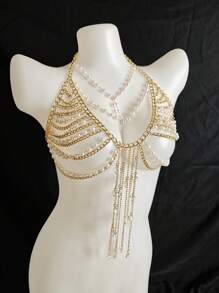Sexy Lingerie Body Chain For Women, Men & Crossdressers – Acrylic, Crystal, Sequins Chest Harness, Hollow-Out Pendant Vest, Hot Girl Bra Accessories For Nightclubs, Parties, Hotels, Carnivals, Couples