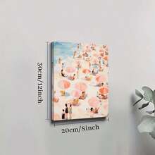 1Pc Framed Wall Art Beach Vacation, Pink Parasol, Impressionist Style Canvas Poster Paintings Ideal Gift For Living Room Bedroom Corridor Wall Decor Room Decoration Ready To Hang - Multicolor - View 7