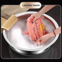 1-2pcs Extra Large Stainless Steel Bowl, Thicker Mixing Bowl, Face Wash Basin 14inch/36cm And Vegetable Washing Basin, Household Laundry Tub,School Supplies